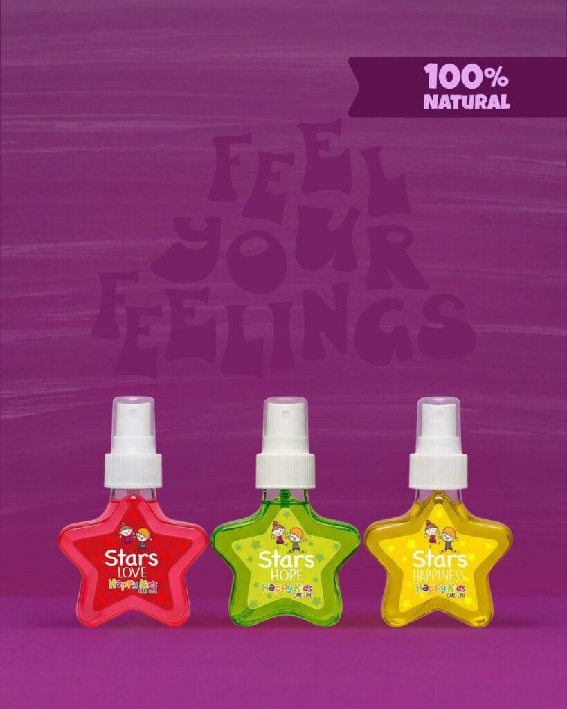Perfume natural para niños Happy Kids, colección Stars completa
