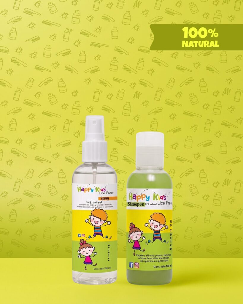 Kit antipiojos de viaje para niños Happy Kids, shampoo y spray 120ml