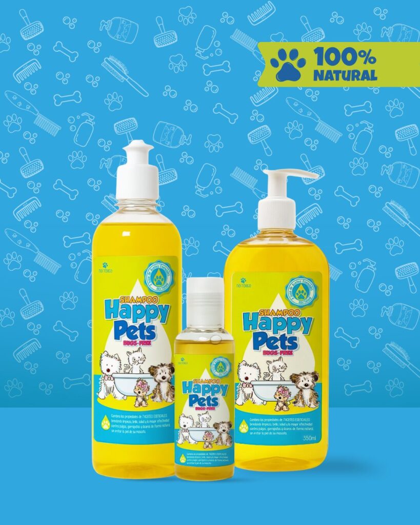 Shampoo natural para perros y gatos Happy Pets en 120ml, 350ml y 500ml