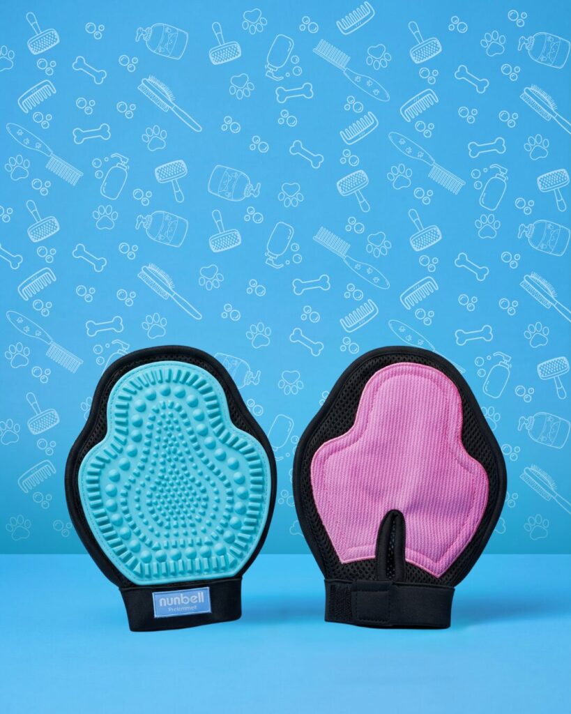 Cepillo guante para perros y gatos Happy Pets, disponible en varios colores