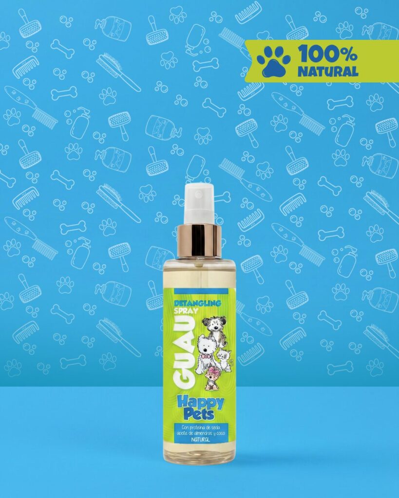 Desenredante natural para perros y gatos Happy Pets, con seda y coco