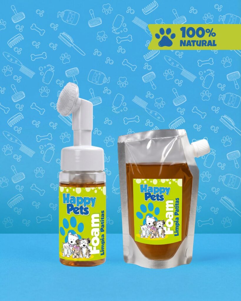 Limpiador de patas para perros y gatos Happy Pets con envase Refill
