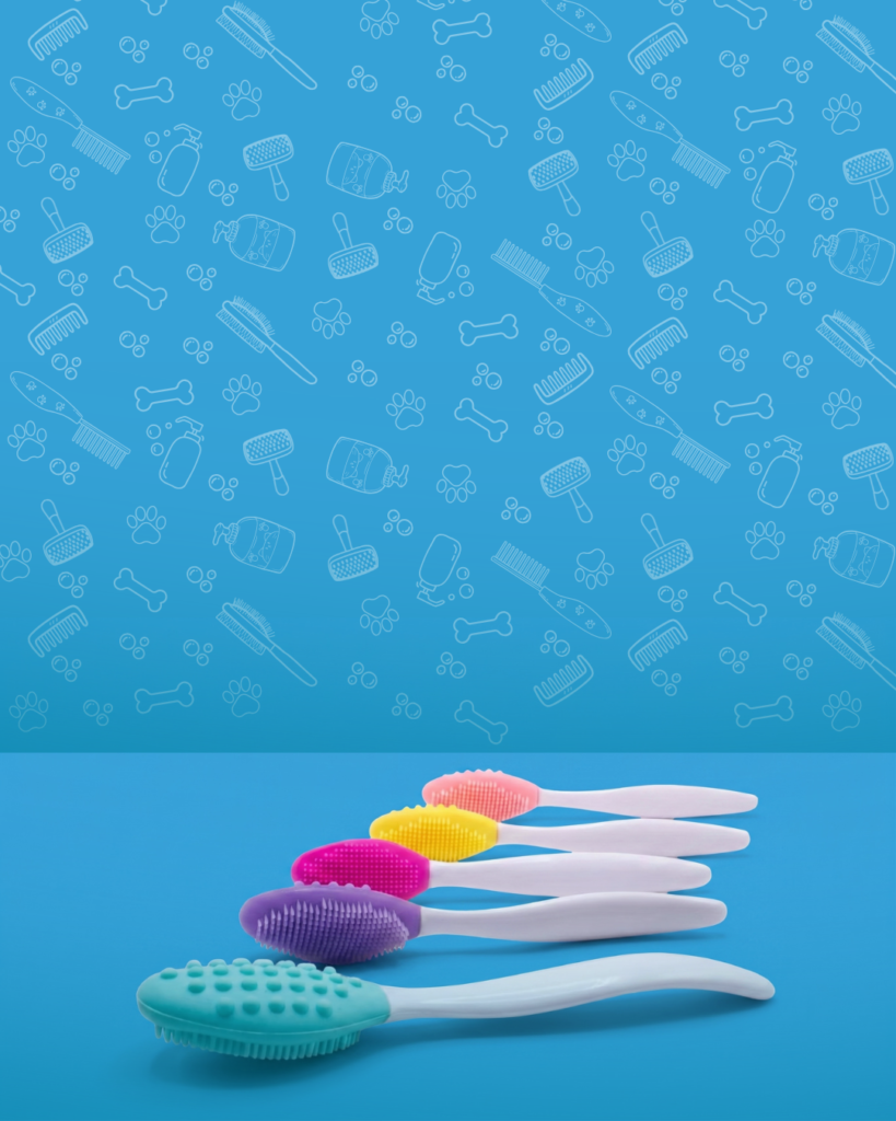 Cepillo dental de silicón Happy Pets en cinco colores para perros y gatos